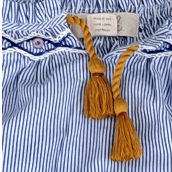 Peek Blue And White Stripe Embroidered Chambray Top Size 10 NWT - Picture 3 of 10